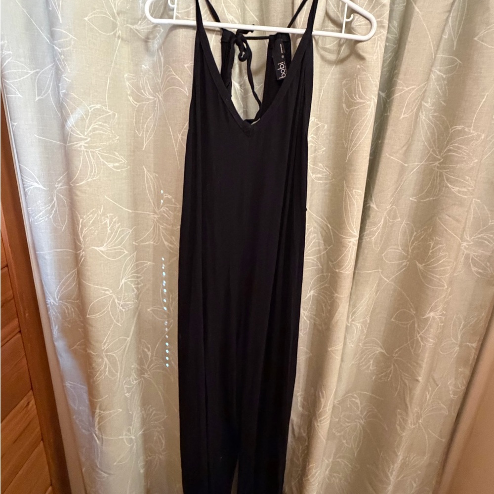 bobi Black Sleeveless V-Neck Jumpsuit